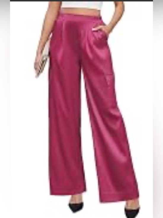 House of Harlow 1960 Pants - House of Harlow 1960 Wide Leg Satin Pants in Fuchsia